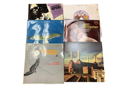 Lot 2238 - Two boxes of LP records including Pink Floyd, Rolling Stones, Led Zeppelin, Deep Purple and John Mayall and the Blue Breakers. Some Beatles sleeves also included, together with a quantity of sleeve...