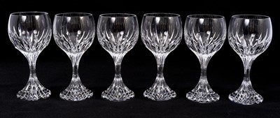 Lot 317 - Set of six Baccarat 'Massena' cut glass wine glasses