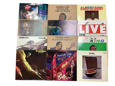Lot 2239 - Two boxes of LP records including Freddie King, Stevie Ray Vaughan, Albert King, Georgie Fame and some classical albums