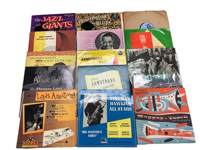 Lot 2243 - Vintage case containing LP records including some 10 inch featuring Dave Brubeck, Larry Carlton, Billie Holiday, Miles Davis and 'Soho Scene '62', together with a selection of 78s (2 boxes in total...