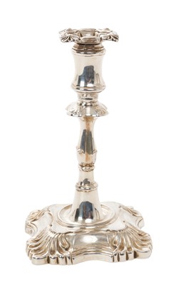 Lot 464 - Late Victorian silver taper stick in the George II style, London 1900.