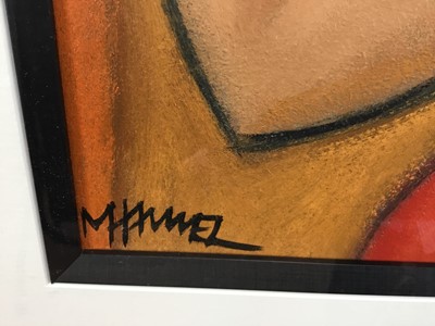 Lot 246 - Marsha Hammel (b.1949) oil painting of a jazz singer and clarinet player, signed, 59cm x 44cm, framed and glazed