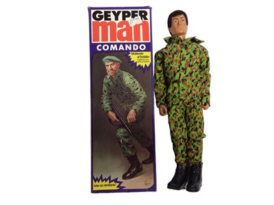 Lot 7 - Geyper Man Commando Spanish (1981) with flock hair blue trunk body (trench knife missing), leaflet, boxed No.7017 (1)