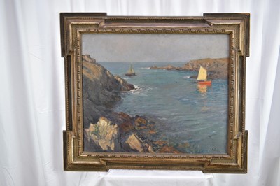 Lot 1315 - Henri Callot (1875-1956), oil on canvas - A French Cove, 'Rade de la Meule', signed, inscribed verso and dated 1928, 61cm x 73cm, in carved and painted frame