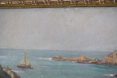 Lot 1315 - Henri Callot (1875-1956), oil on canvas - A French Cove, 'Rade de la Meule', signed, inscribed verso and dated 1928, 61cm x 73cm, in carved and painted frame