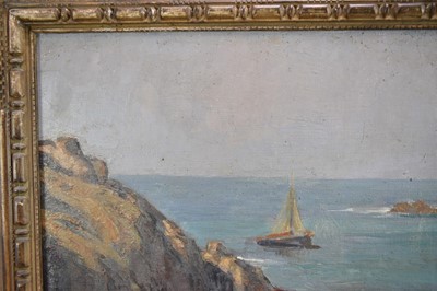 Lot 1315 - Henri Callot (1875-1956), oil on canvas - A French Cove, 'Rade de la Meule', signed, inscribed verso and dated 1928, 61cm x 73cm, in carved and painted frame