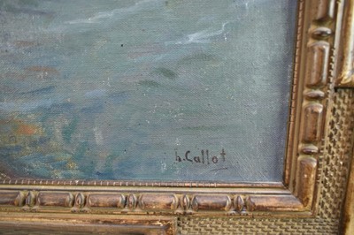 Lot 1315 - Henri Callot (1875-1956), oil on canvas - A French Cove, 'Rade de la Meule', signed, inscribed verso and dated 1928, 61cm x 73cm, in carved and painted frame