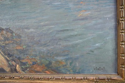 Lot 1315 - Henri Callot (1875-1956), oil on canvas - A French Cove, 'Rade de la Meule', signed, inscribed verso and dated 1928, 61cm x 73cm, in carved and painted frame