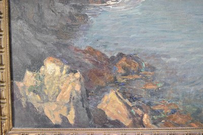 Lot 1315 - Henri Callot (1875-1956), oil on canvas - A French Cove, 'Rade de la Meule', signed, inscribed verso and dated 1928, 61cm x 73cm, in carved and painted frame