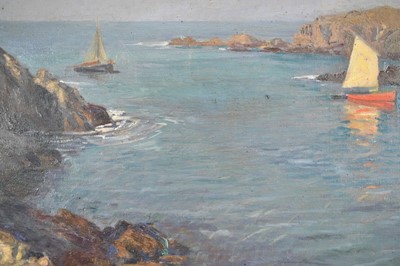 Lot 1315 - Henri Callot (1875-1956), oil on canvas - A French Cove, 'Rade de la Meule', signed, inscribed verso and dated 1928, 61cm x 73cm, in carved and painted frame