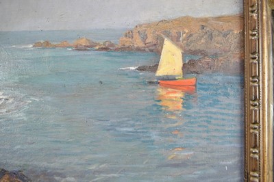 Lot 1315 - Henri Callot (1875-1956), oil on canvas - A French Cove, 'Rade de la Meule', signed, inscribed verso and dated 1928, 61cm x 73cm, in carved and painted frame