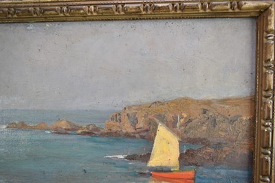 Lot 1315 - Henri Callot (1875-1956), oil on canvas - A French Cove, 'Rade de la Meule', signed, inscribed verso and dated 1928, 61cm x 73cm, in carved and painted frame