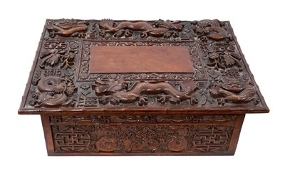 Lot 1093 - Early 20th century Eastern carved wooden box