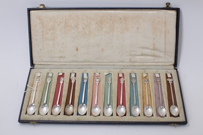 Lot 72 - Cased set of contemporary silver "zodiac" spoons