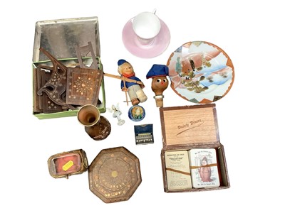 Lot 2475 - Box of trinkets to include miniature Persian furniture