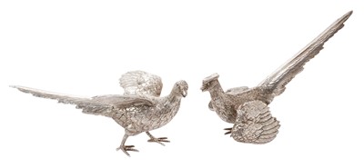 Lot 454 - Pair of contemporary cast silver pheasants