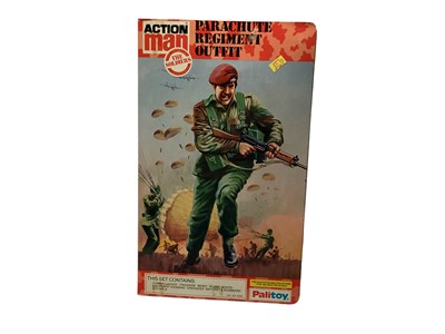 Lot 32 - Palitoy Action Man (c1980's) Royal Engineers No.34374 & Parachute Regiment No.34333, in folder style packaging (2)