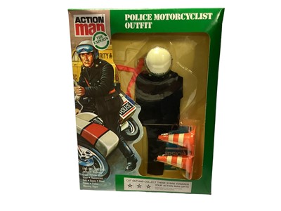 Lot 36 - Palitoy Action Man (c1980's) Mountain & Artic, SAS & Police Motorcyclist Outfits, in packaging (3)