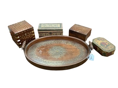 Lot 1118 - 19th Century Hoshiarpur brass inlaid tray and other items