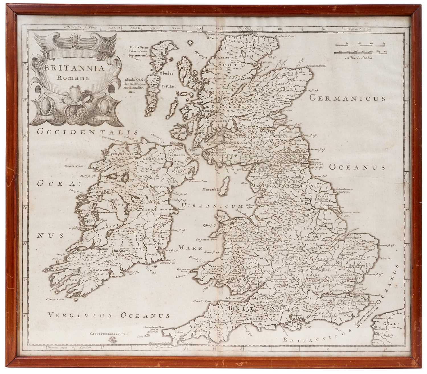 Lot 1039 - 18th Century Britannia Romana engraved map