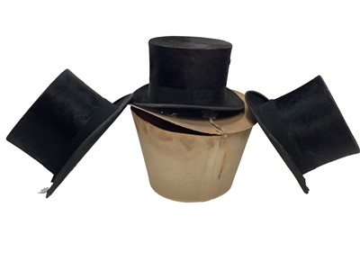 Lot 2084 - Three antique French top hats