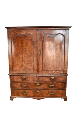 Lot 1553 - 18th century walnut linen press on chest