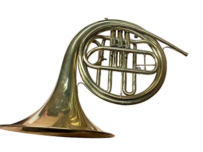 Lot 2218 - Brass French horn in case