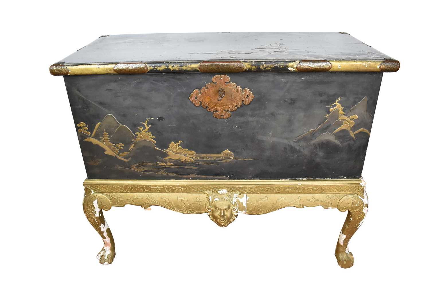 Lot 1567 - Fine early 18th Chinese lacquer chest on gilt stand