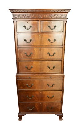 Lot 1557 - Georgian-style mahogany chest on chest