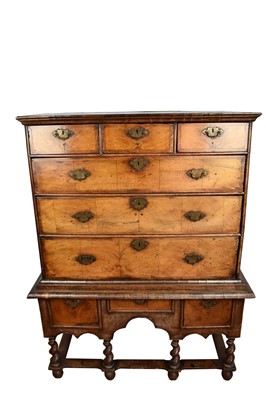 Lot 1563 - Early 18th century walnut chest on stand