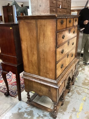 Lot 1563 - Early 18th century walnut chest on stand