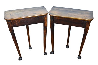 Lot 1558 - Pair of unusual 18th century fruitwood side tables