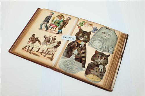 Lot 2452 - Victorian scrap album full of scraps -...