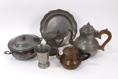 Lot 526 - 18th century French pewter coffee pot and other pewter