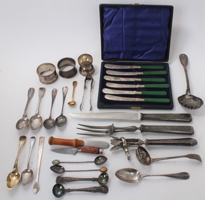 Lot 508 - Collection of various English and Continental silver and white metal flatware