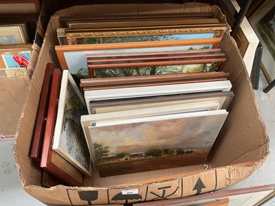 Lot 464 - Collection of mixed pictures to include watercolours, oils and others (1 large box).