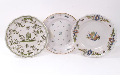 Lot 599 - Three 18th century French faience dishes