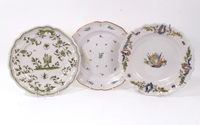 Lot 195 - Three 18th century French faience dishes