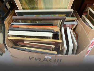 Lot 481 - Collection of mixed pictures to include watercolours, oils and others (1 large box).