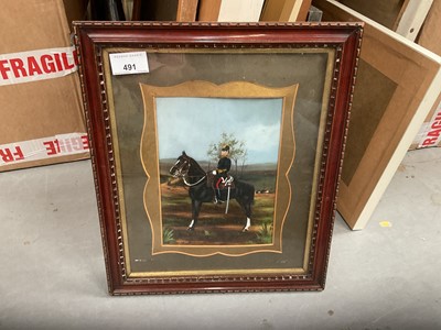 Lot 491 - Victorian overpainted photograph of a military officer on horseback