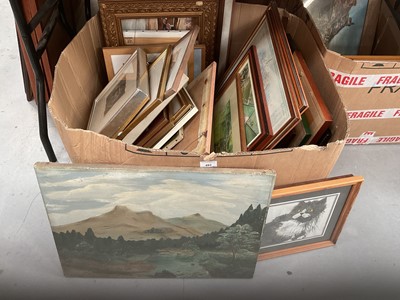 Lot 493 - Collection of mixed pictures to include watercolours, oils and others (1 large box).