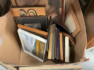 Lot 494 - Collection of mixed pictures to include watercolours, oils and others (1 large box).