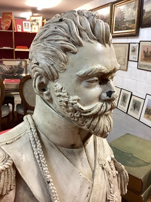 Lot 29 - Impressive 19th century French painted plaster bust of an officer