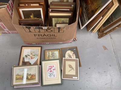 Lot 500 - Collection of mixed pictures to include watercolours, oils and others (1 large box).