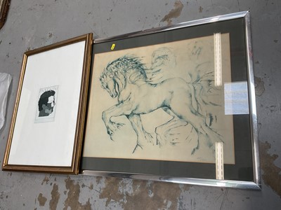 Lot 504 - Two contemporary Italian prints 'Pasolini' 18 x 14cm and studies of a horse, indistinctly signed 124 of 500, 41 x 52cm (2)