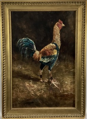 Lot 187 - Henry Harkin A Fighting Cock, signed, oil on board, 45cm x 29cm, framed