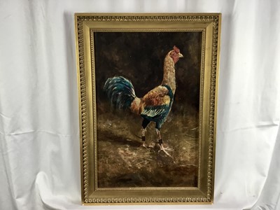 Lot 187 - Henry Harkin A Fighting Cock, signed, oil on board, 45cm x 29cm, framed
