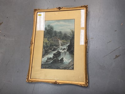 Lot 531 - George Law Beetholme (1847 - 1878), watercolour study of a waterfall, mounted in glazed frame.