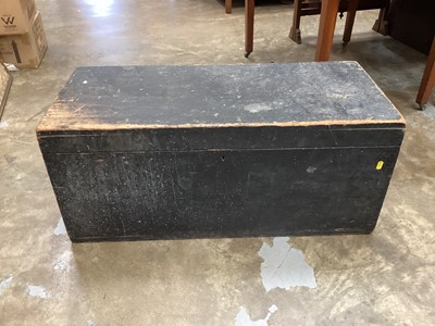 Lot 1345 - Black painted pine trunk, 87.5cm wide, 38.5cm deep, 38.4cm high