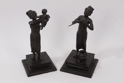 Lot 1017 - Pair of Burmese 'Pegu' bronze figures